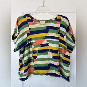Maeve Vibrant Striped Short Sleeve